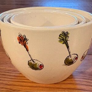 Nesting Bowls, Room Creative Signature Stoneware, Olive Design